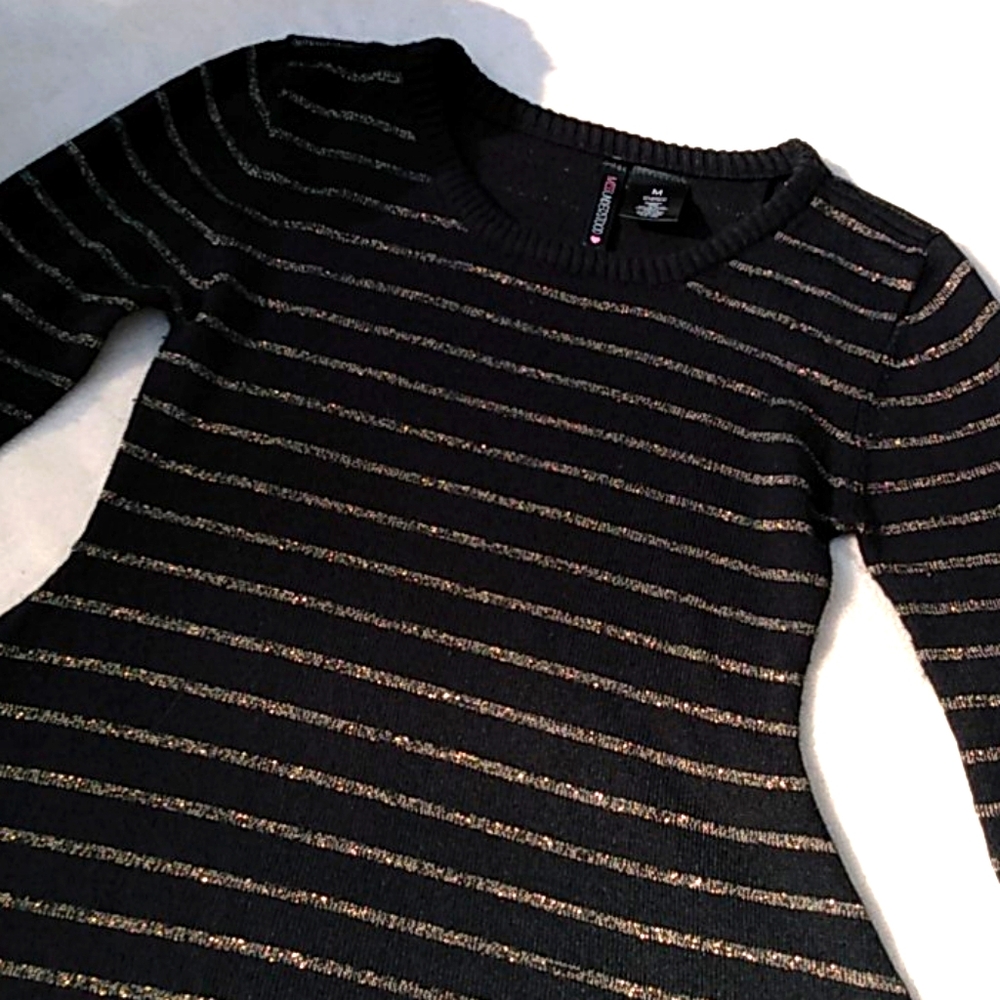 Girls Black and gold sweater dress